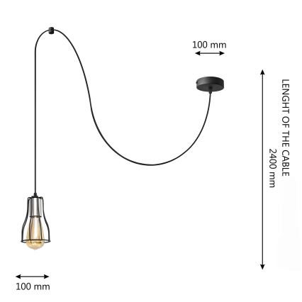 Luster na lanku TUBE LONG 1xE27/15W/230V čierna/lesklý chróm