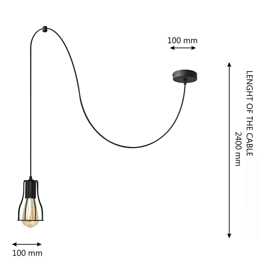 Luster na lanku TUBE LONG 1xE27/15W/230V čierna