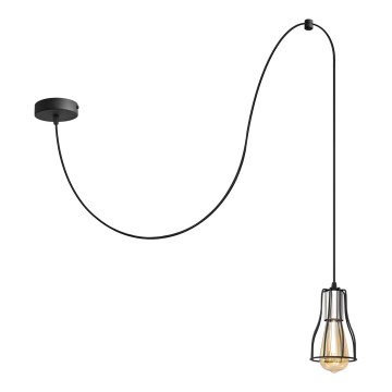 Luster na lanku TUBE LONG 1xE27/15W/230V čierna/lesklý chróm