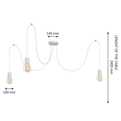 Luster na lanku TUBE LONG 3xE27/15W/230V biela