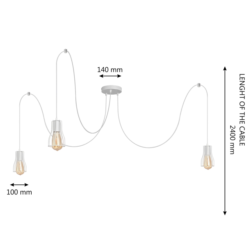 Luster na lanku TUBE LONG 3xE27/15W/230V biela