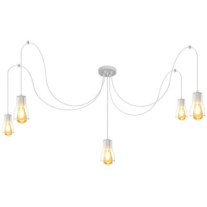 Luster na lanku TUBE LONG 5xE27/10W/230V biela