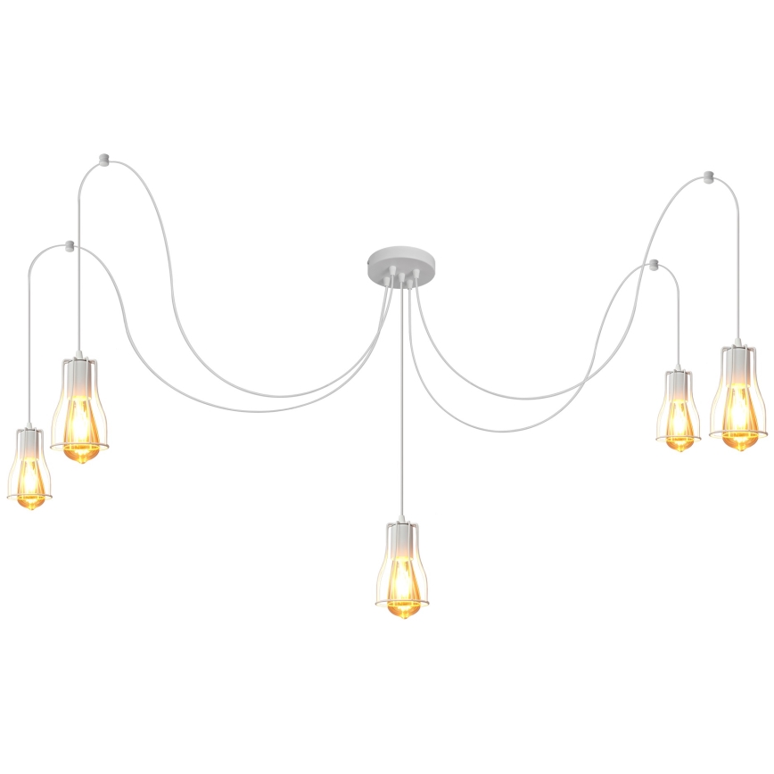 Luster na lanku TUBE LONG 5xE27/10W/230V biela