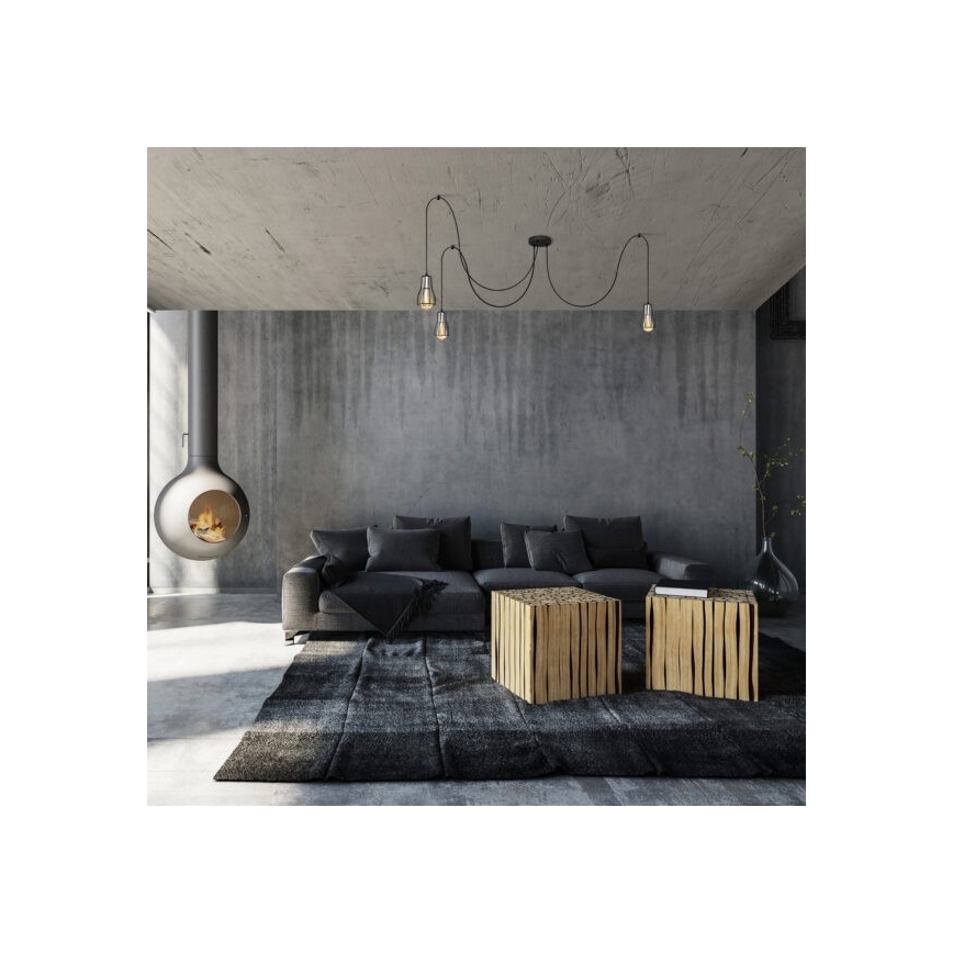 Luster na lanku TUBE LONG 5xE27/15W/230V čierna/lesklý chróm