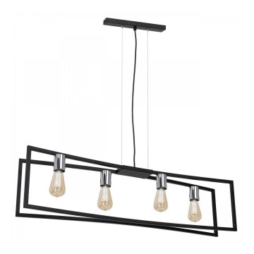 Luster na lanku TUNJA 4xE27/60W/230V čierna/lesklý chróm