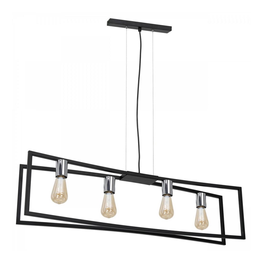 Luster na lanku TUNJA 4xE27/60W/230V čierna/lesklý chróm