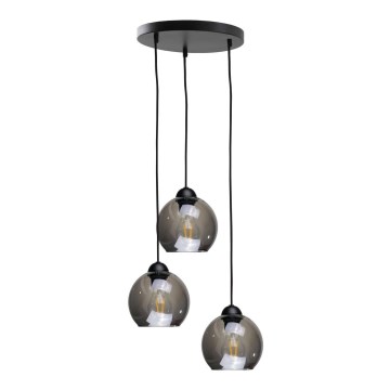 Luster na lanku UNO 3xE27/60W/230V čierna/dymová
