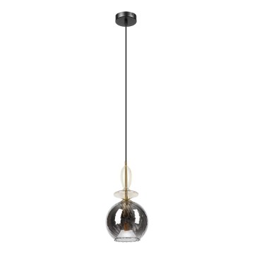 Luster na lanku VELLO 1xE27/15W/230V čierna/dymová béžová/čierna