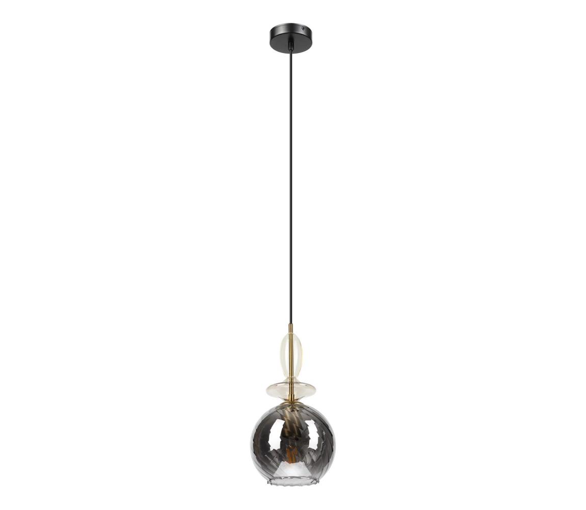 Luster na lanku VELLO 1xE27/15W/230V čierna/dymová béžová/čierna LM-1.308/LIMON