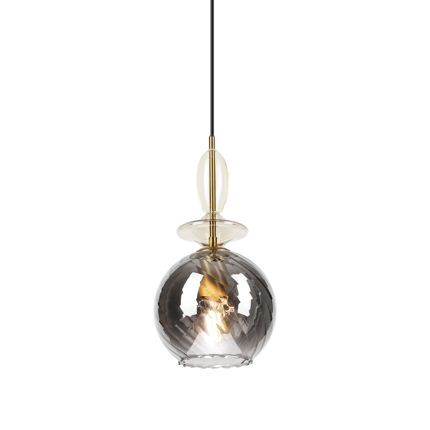 Luster na lanku VELLO 1xE27/15W/230V čierna/dymová béžová/čierna