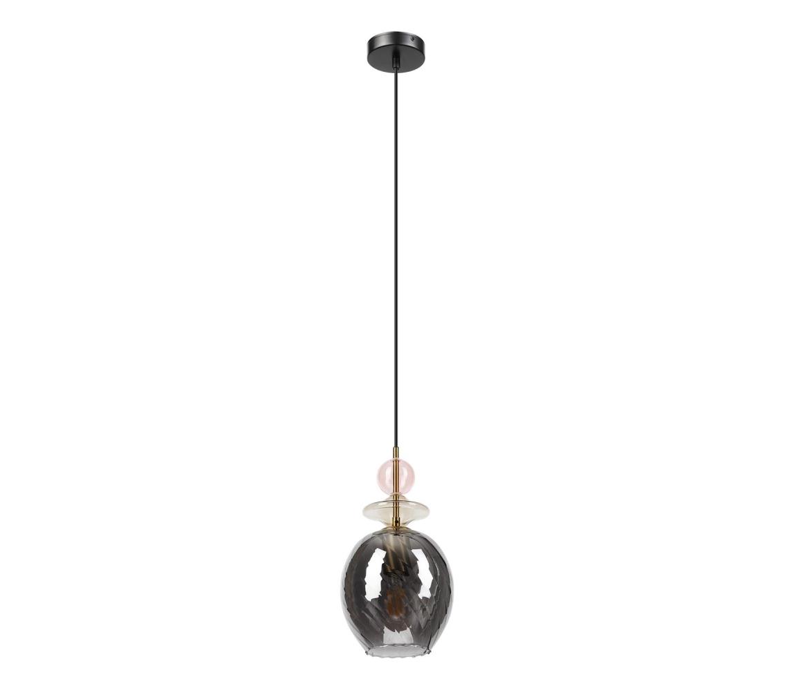 Luster na lanku VELLO 1xE27/15W/230V čierna/dymová ružová/béžová/čierna LM-1.308/ROSE