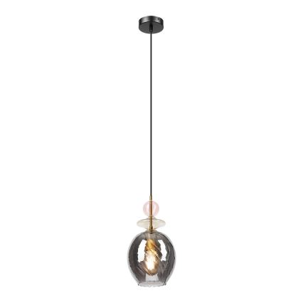 Luster na lanku VELLO 1xE27/15W/230V čierna/dymová ružová/béžová/čierna