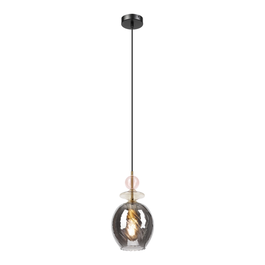 Luster na lanku VELLO 1xE27/15W/230V čierna/dymová ružová/béžová/čierna
