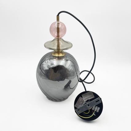 Luster na lanku VELLO 1xE27/15W/230V čierna/dymová ružová/béžová/čierna