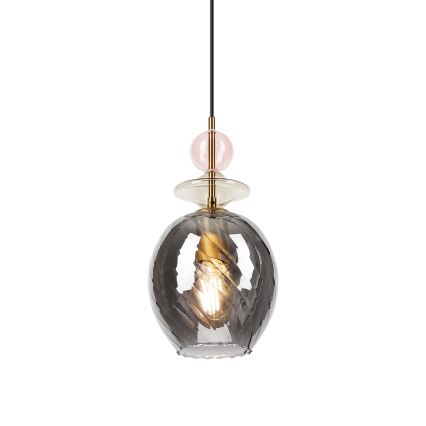 Luster na lanku VELLO 1xE27/15W/230V čierna/dymová ružová/béžová/čierna