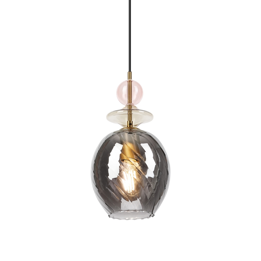 Luster na lanku VELLO 1xE27/15W/230V čierna/dymová ružová/béžová/čierna