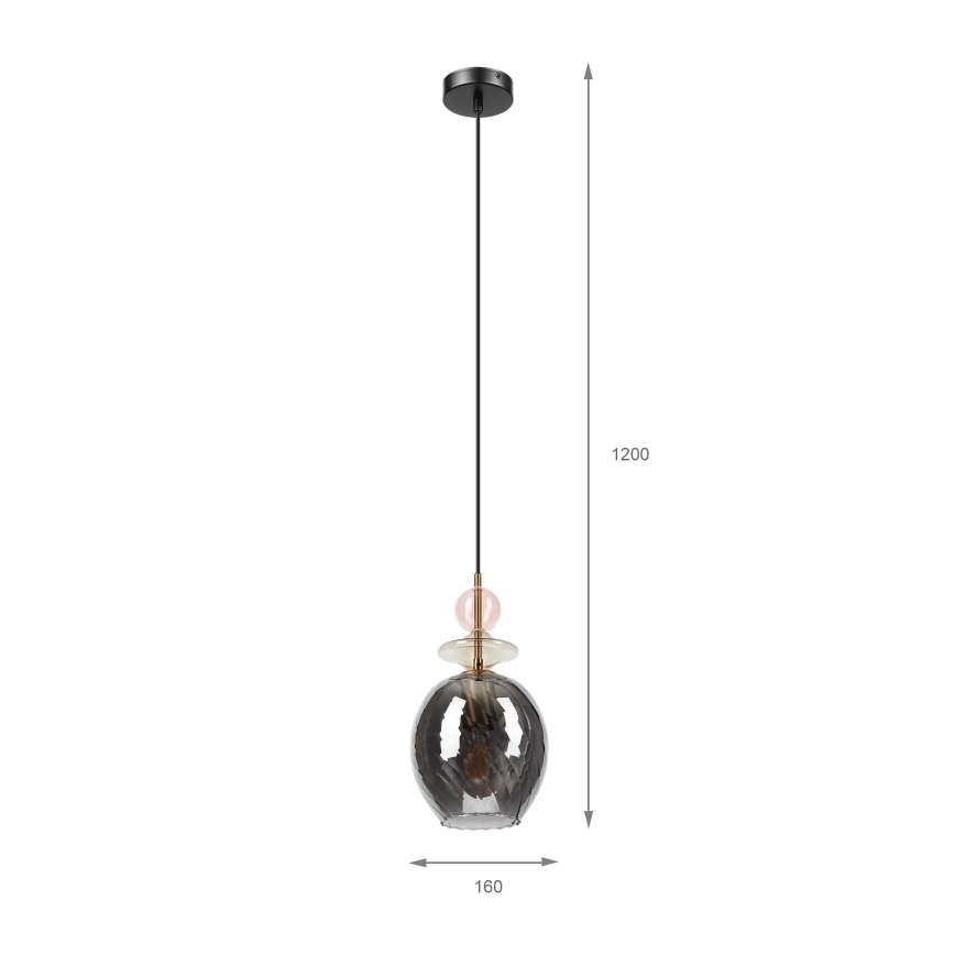 Luster na lanku VELLO 1xE27/15W/230V čierna/dymová ružová/béžová/čierna