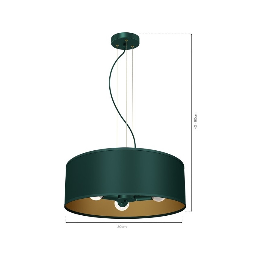 Luster na lanku VERDE 3xE27/60W/230V zelená