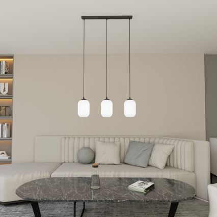 Luster na lanku VERDI 3xE27/15W/230V čierna/biela
