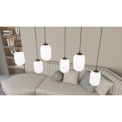 Luster na lanku VERDI 3xE27/15W/230V čierna/biela