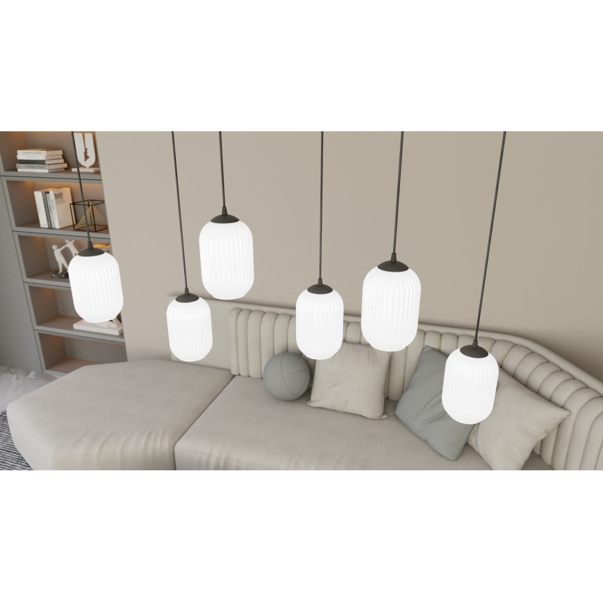 Luster na lanku VERDI 3xE27/15W/230V čierna/biela