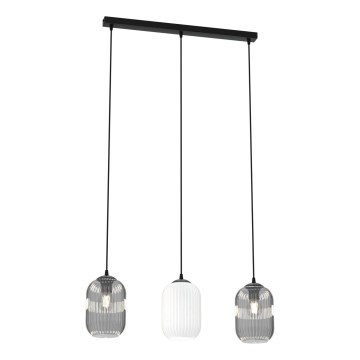 Luster na lanku VERDI 3xE27/15W/230V čierna/šedá/biela