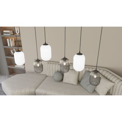 Luster na lanku VERDI 3xE27/15W/230V čierna/šedá/biela