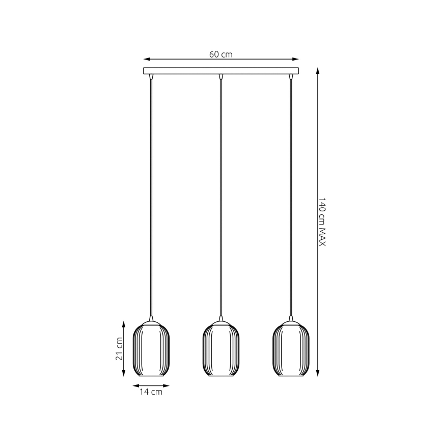 Luster na lanku VERDI 3xE27/15W/230V čierna/šedá/biela