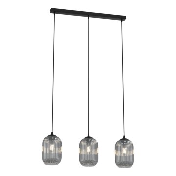 Luster na lanku VERDI 3xE27/15W/230V čierna/šedá