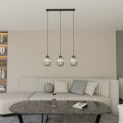 Luster na lanku VERDI 3xE27/15W/230V čierna/šedá