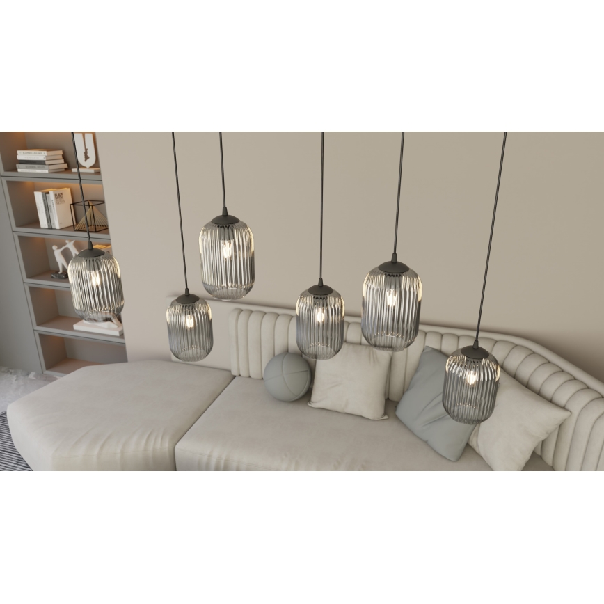 Luster na lanku VERDI 3xE27/15W/230V čierna/šedá