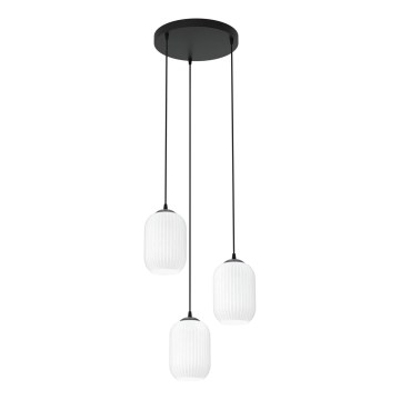 Luster na lanku VERDI 3xE27/15W/230V pr. 30 cm čierna/biela