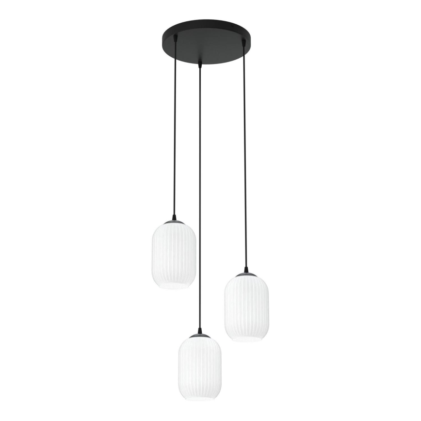 Luster na lanku VERDI 3xE27/15W/230V pr. 30 cm čierna/biela