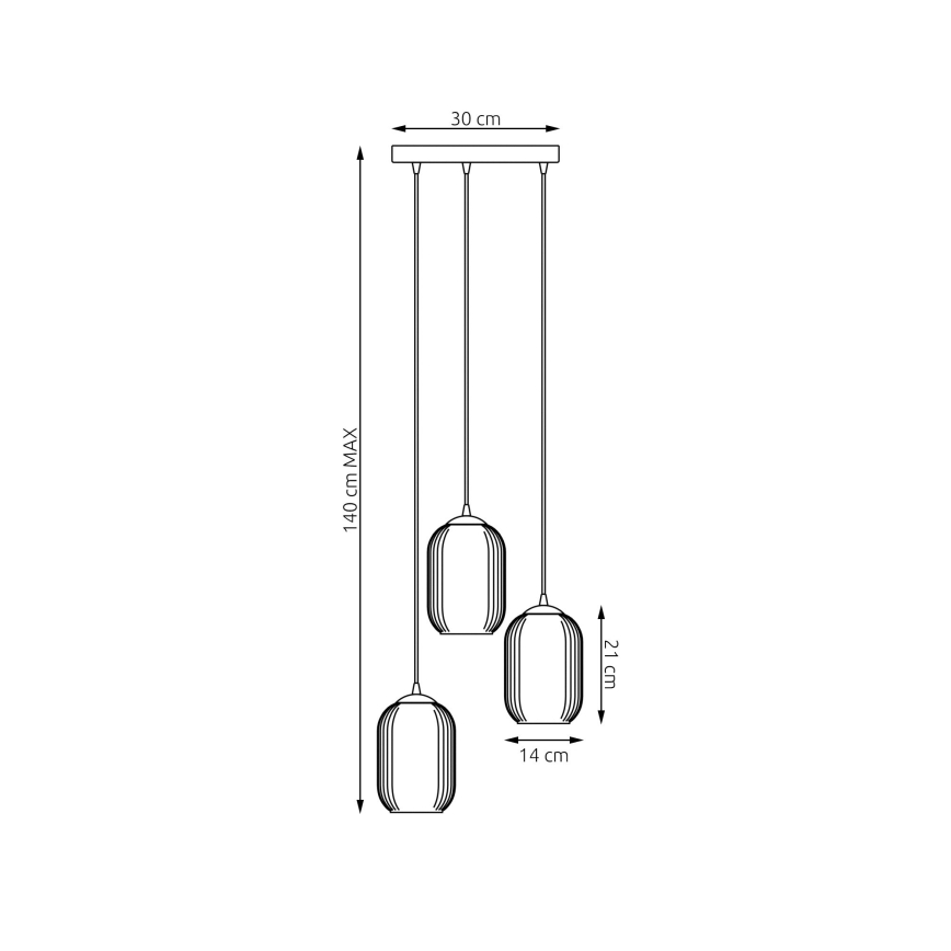 Luster na lanku VERDI 3xE27/15W/230V pr. 30 cm čierna/šedá/biela