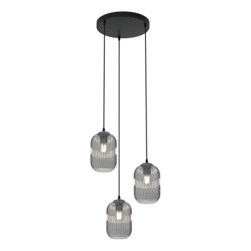 Luster na lanku VERDI 3xE27/15W/230V pr. 30 cm čierna/šedá