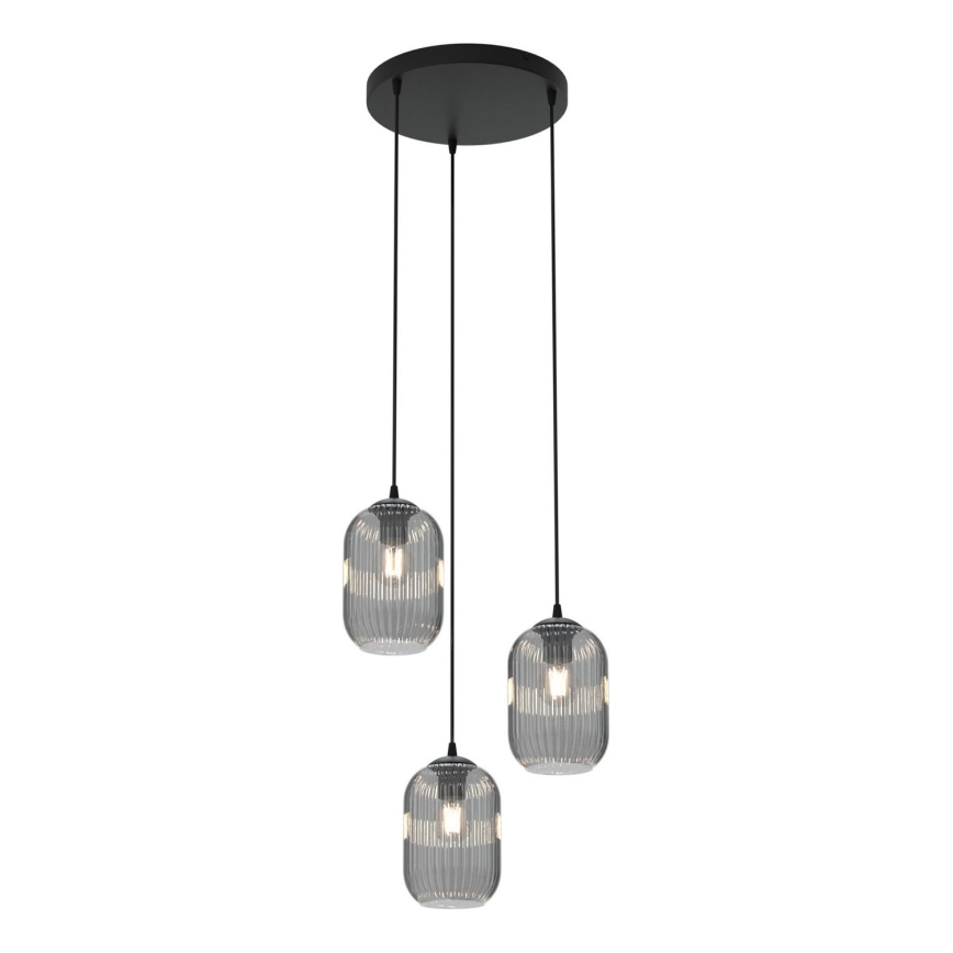 Luster na lanku VERDI 3xE27/15W/230V pr. 30 cm čierna/šedá