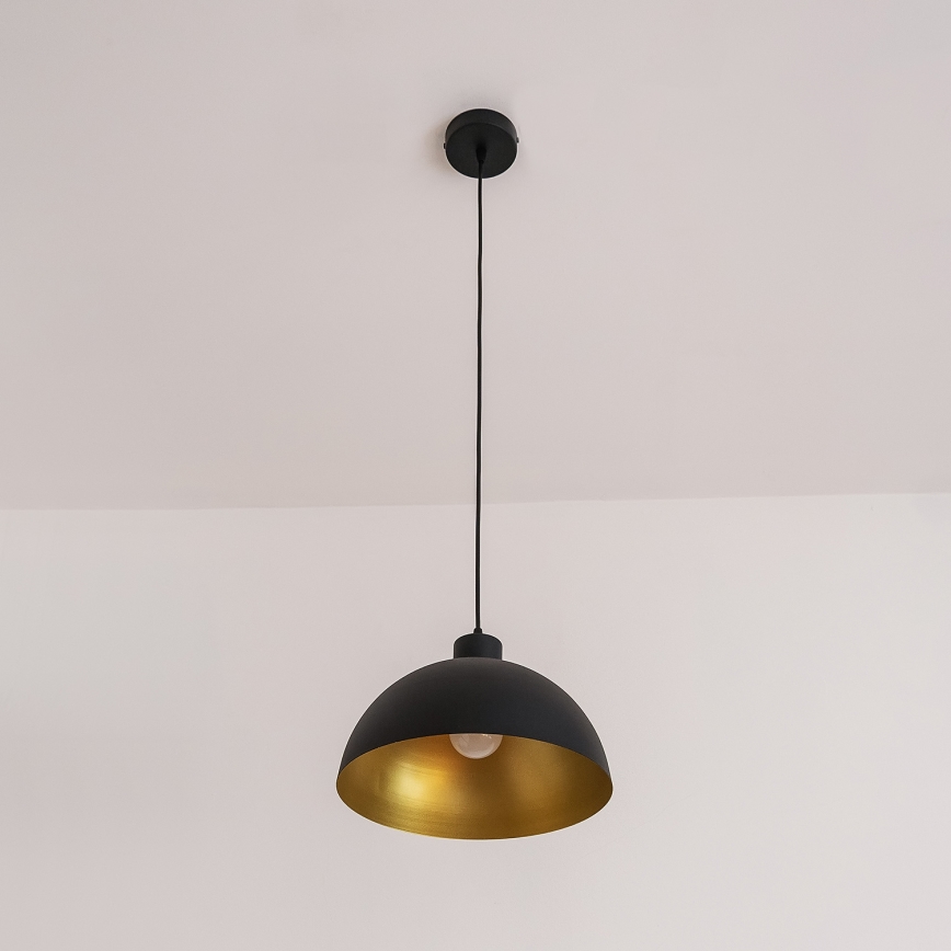 Luster na lanku VESPER 1xE27/15W/230 priemer 30 cm čierna/zlatá