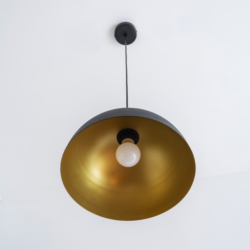 Luster na lanku VESPER 1xE27/15W/230 priemer 30 cm čierna/zlatá