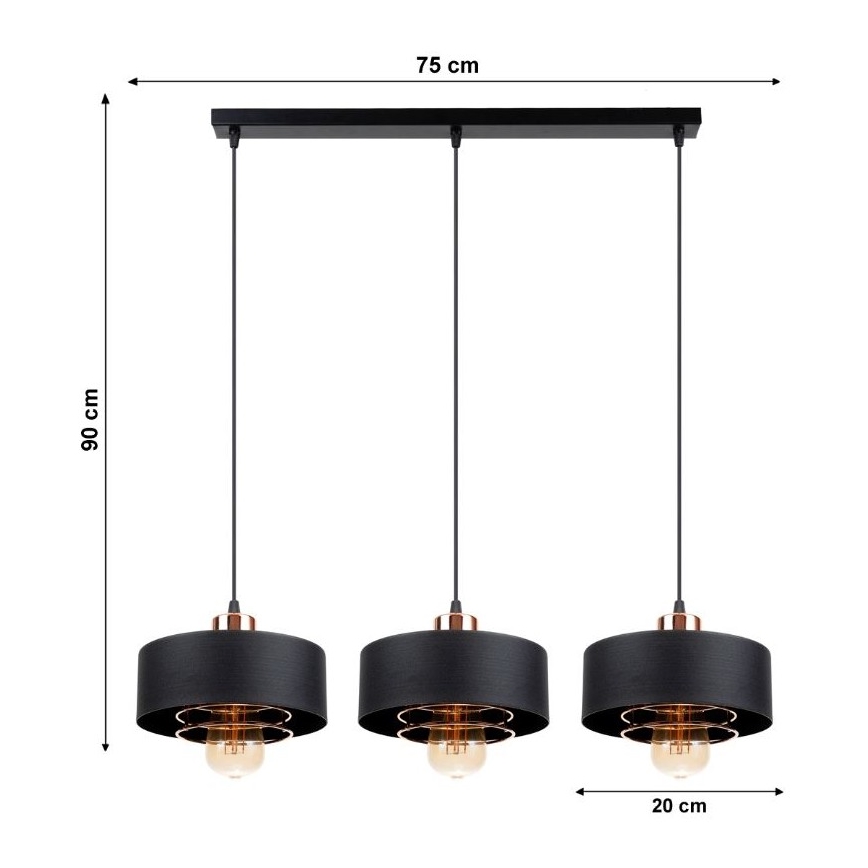 Luster na lanku VEST 3xE27/60W/230V