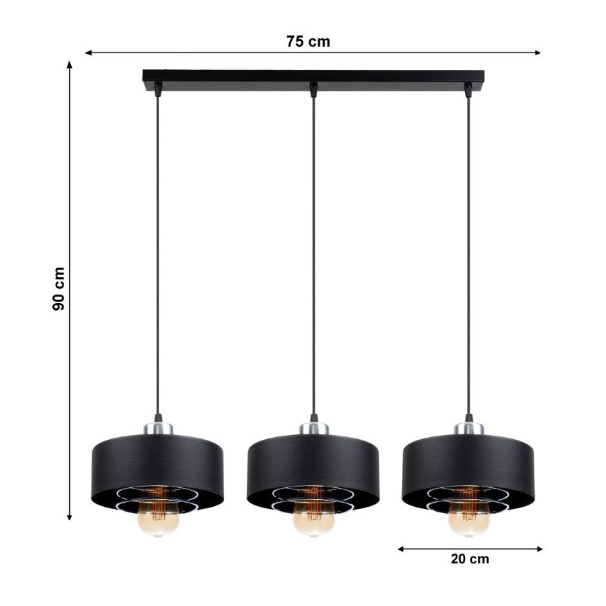 Luster na lanku VEST 3xE27/60W/230V