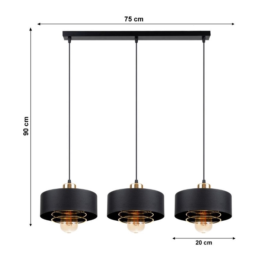 Luster na lanku VEST 3xE27/60W/230V