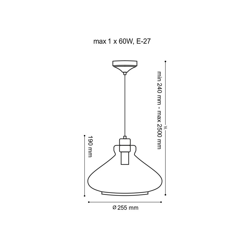 Luster na lanku VETRO 1xE27/60W/230V buk