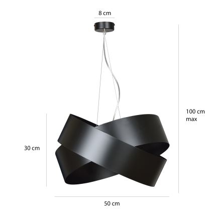 Luster na lanku VIENO 3xE27/15W/230V čierna