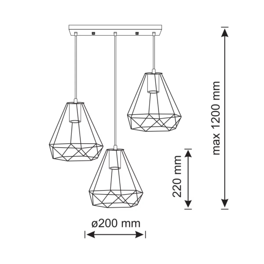 Luster na lanku VIGO 3xE27/20W/230V