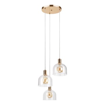 Luster na lanku VIVE 3xE27/15W/230V zlatý