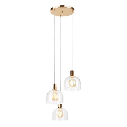 Luster na lanku VIVE 3xE27/15W/230V zlatý