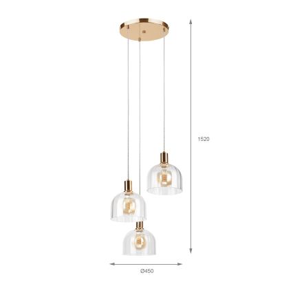 Luster na lanku VIVE 3xE27/15W/230V zlatý