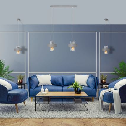 Luster na lanku VOLTA 2xE27/15W/230V šedá