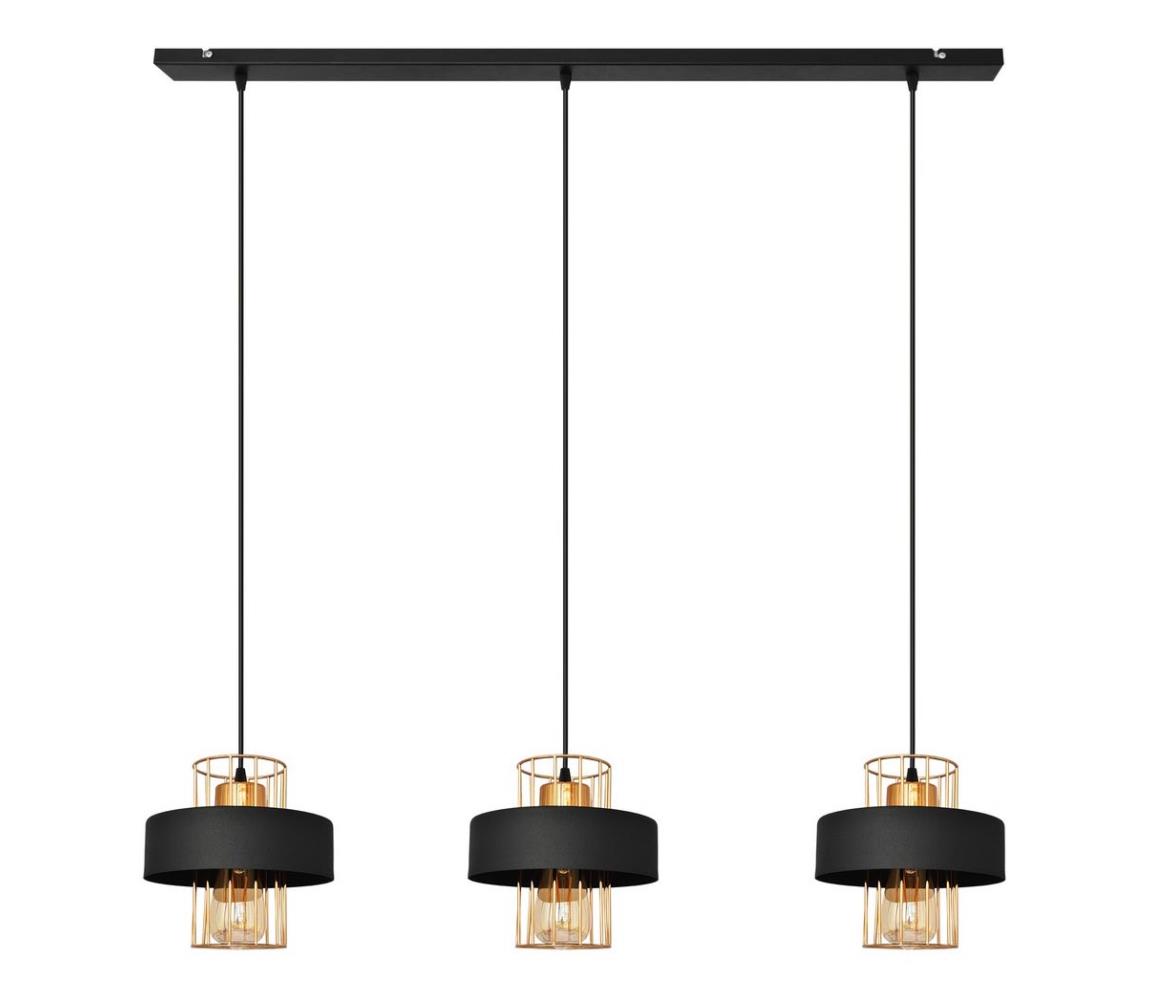 Luster na lanku VOLTA 3xE27/15W/230V čierna/ružové zlato W-L 1377/3 BK+BR