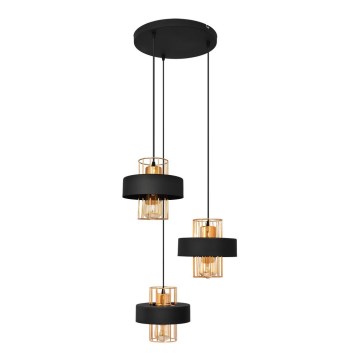Luster na lanku VOLTA 3xE27/15W/230V čierna/zlatá